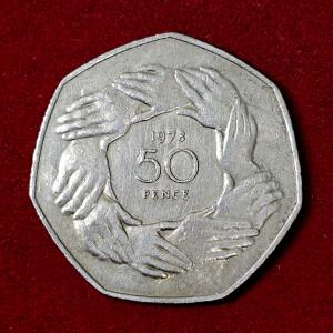 United Kingdom (UK) 50 Pence Elizabeth II 1973 Coin