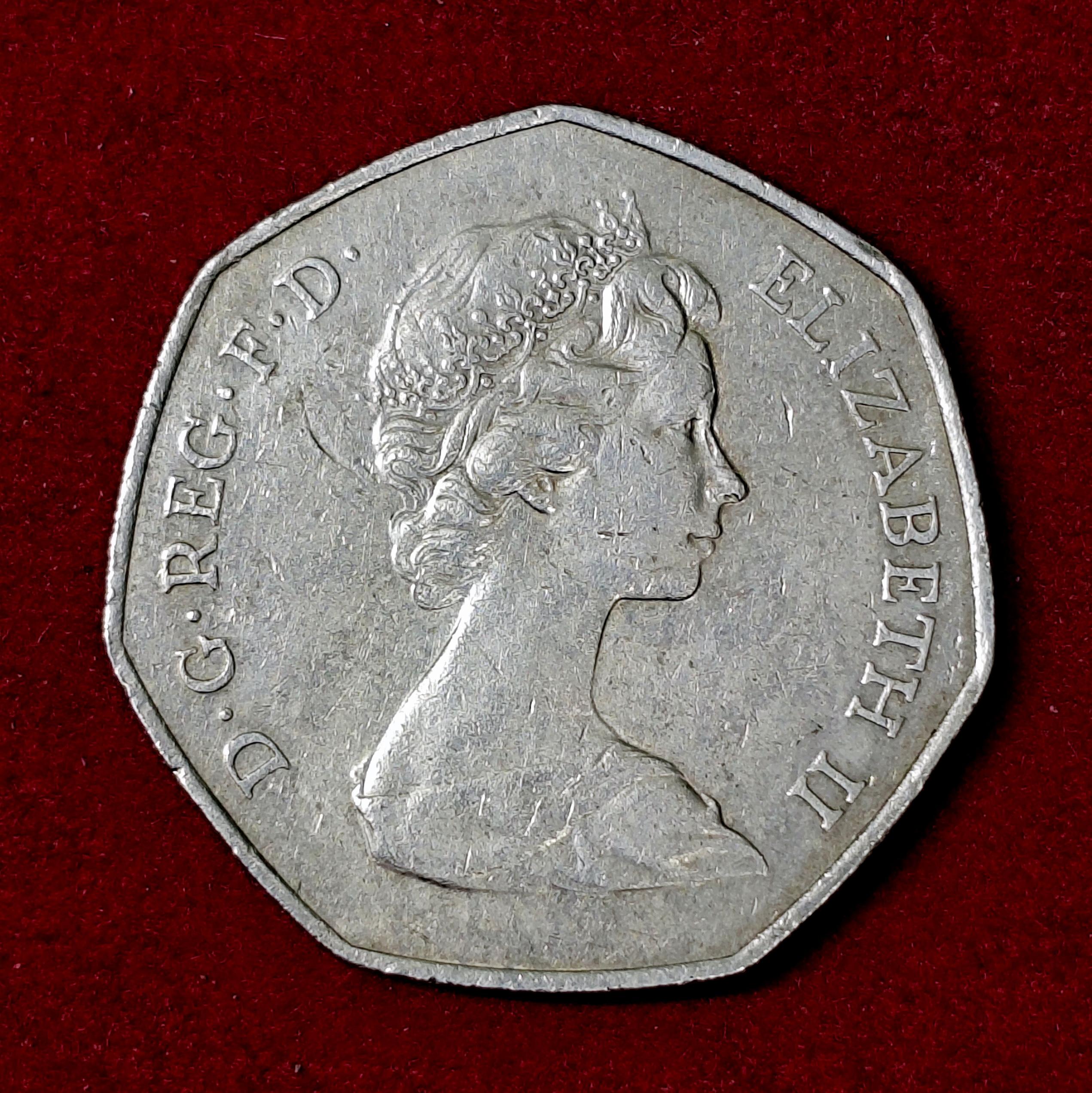United Kingdom (UK) 50 Pence Elizabeth II 1973 Coin