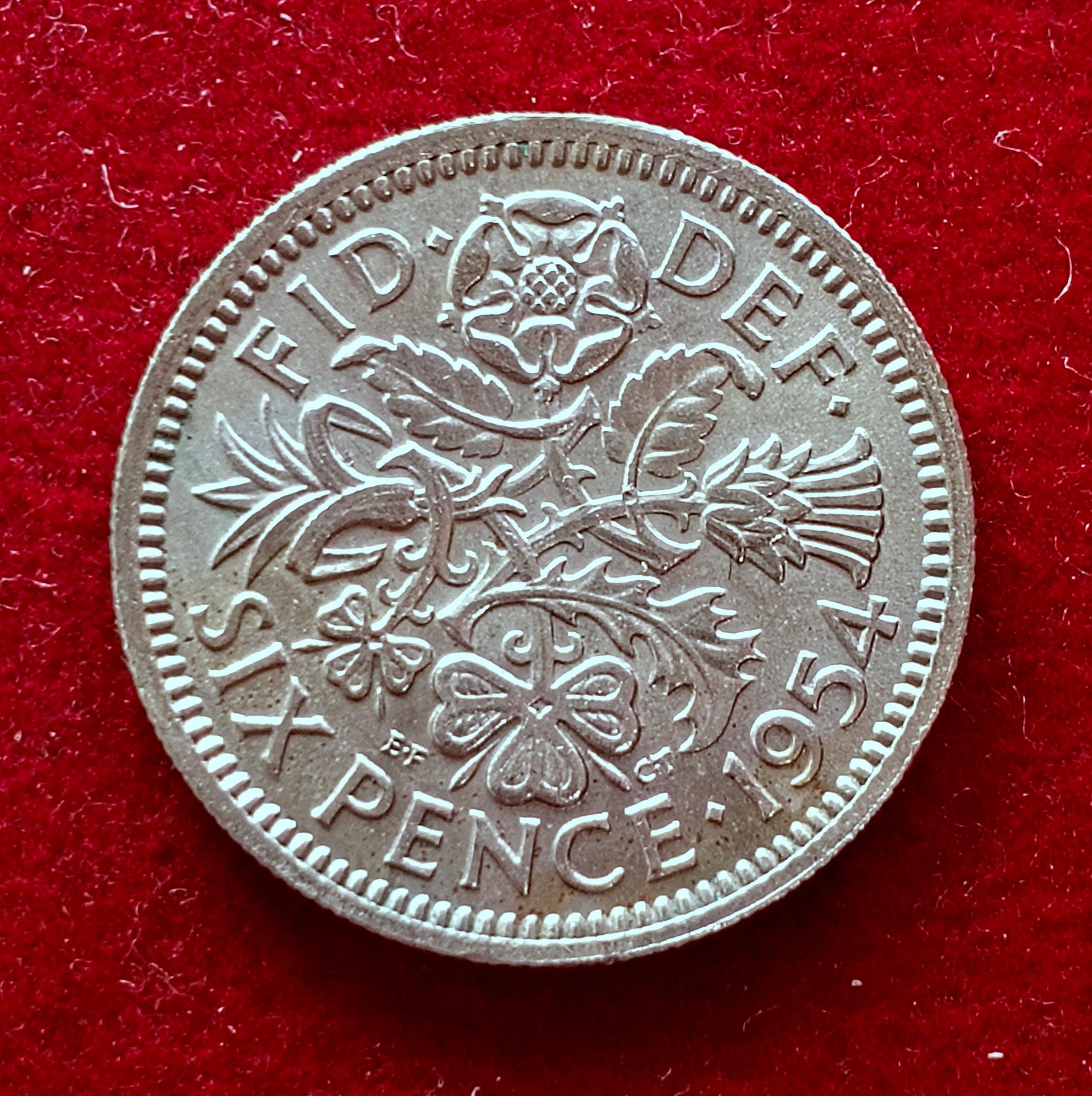 United Kingdom (UK) 6 Pence Elizabeth II 1954 Coin