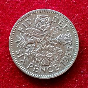 United Kingdom (UK) 6 Pence Elizabeth II 1955 Coin