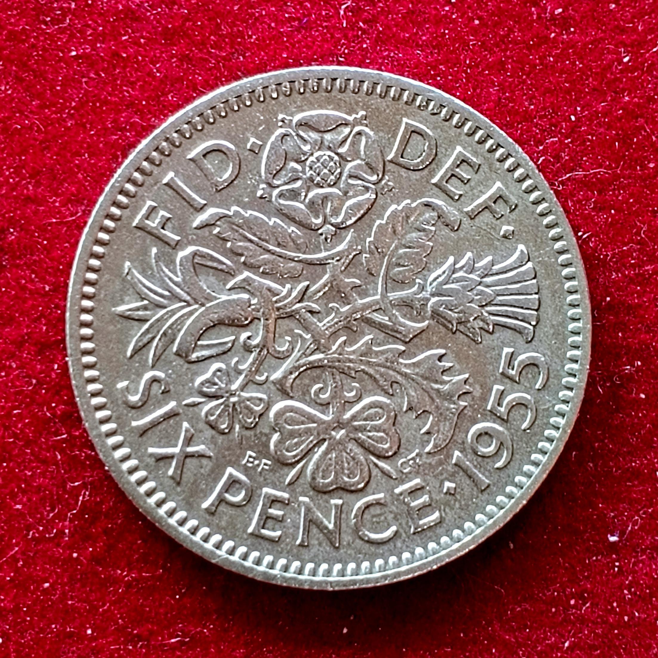 United Kingdom (UK) 6 Pence Elizabeth II 1955 Coin