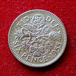 United Kingdom (UK) 6 Pence Elizabeth II 1955 Coin