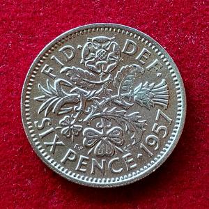 United Kingdom (UK) 6 Pence Elizabeth II 1957 Coin
