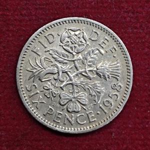United Kingdom (UK) 6 Pence Elizabeth II 1958 Coin