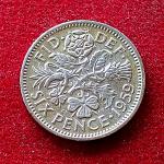 United Kingdom (UK) 6 Pence Elizabeth II 1959 Coin