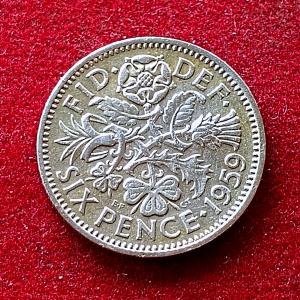 United Kingdom (UK) 6 Pence Elizabeth II 1959 Coin