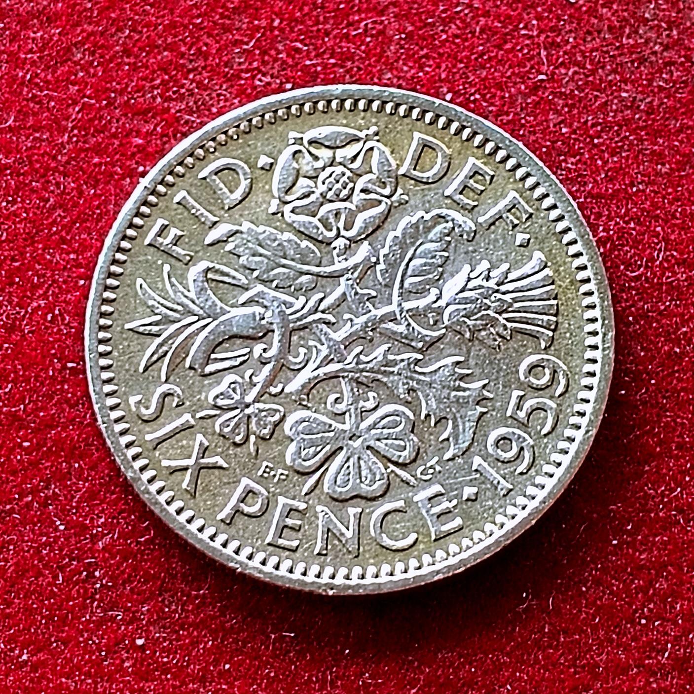 United Kingdom (UK) 6 Pence Elizabeth II 1959 Coin