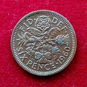 United Kingdom (UK) 6 Pence Elizabeth II 1960 Coin
