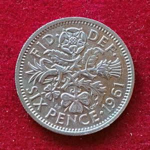 United Kingdom (UK) 6 Pence Elizabeth II 1961 Coin