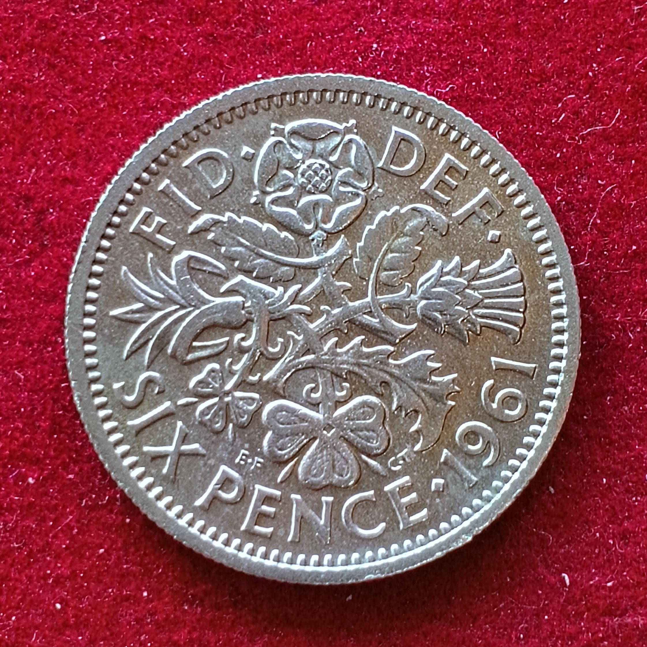 United Kingdom (UK) 6 Pence Elizabeth II 1961 Coin