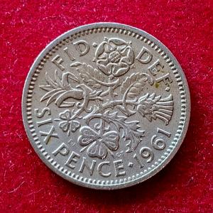 United Kingdom (UK) 6 Pence Elizabeth II 1961 Coin