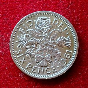 United Kingdom (UK) 6 Pence Elizabeth II 1961 Coin