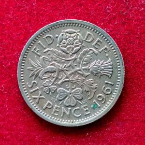 United Kingdom (UK) 6 Pence Elizabeth II 1961 Coin