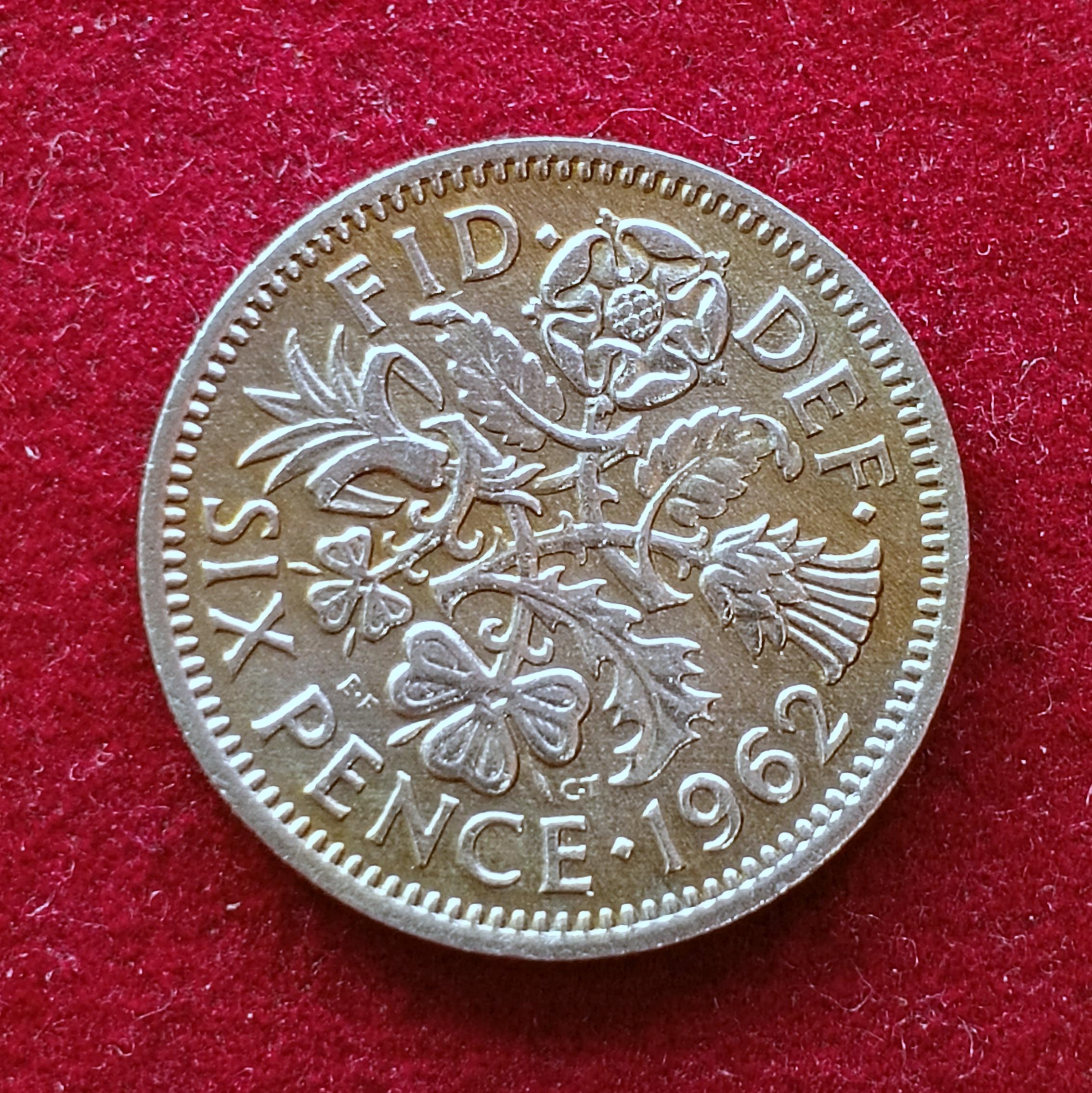 United Kingdom (UK) 6 Pence Elizabeth II 1962 Coin