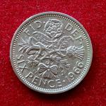 United Kingdom (UK) 6 Pence Elizabeth II 1966 Coin