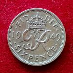 United Kingdom (UK) 6 Pence George VI 1949 Coin