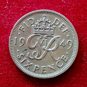 United Kingdom (UK) 6 Pence George VI 1949 Coin