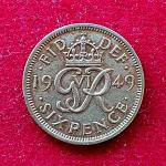 United Kingdom (UK) 6 Pence George VI 1949 Coin