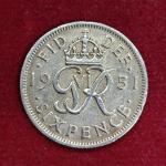 United Kingdom (UK) 6 Pence George VI 1951 Coin