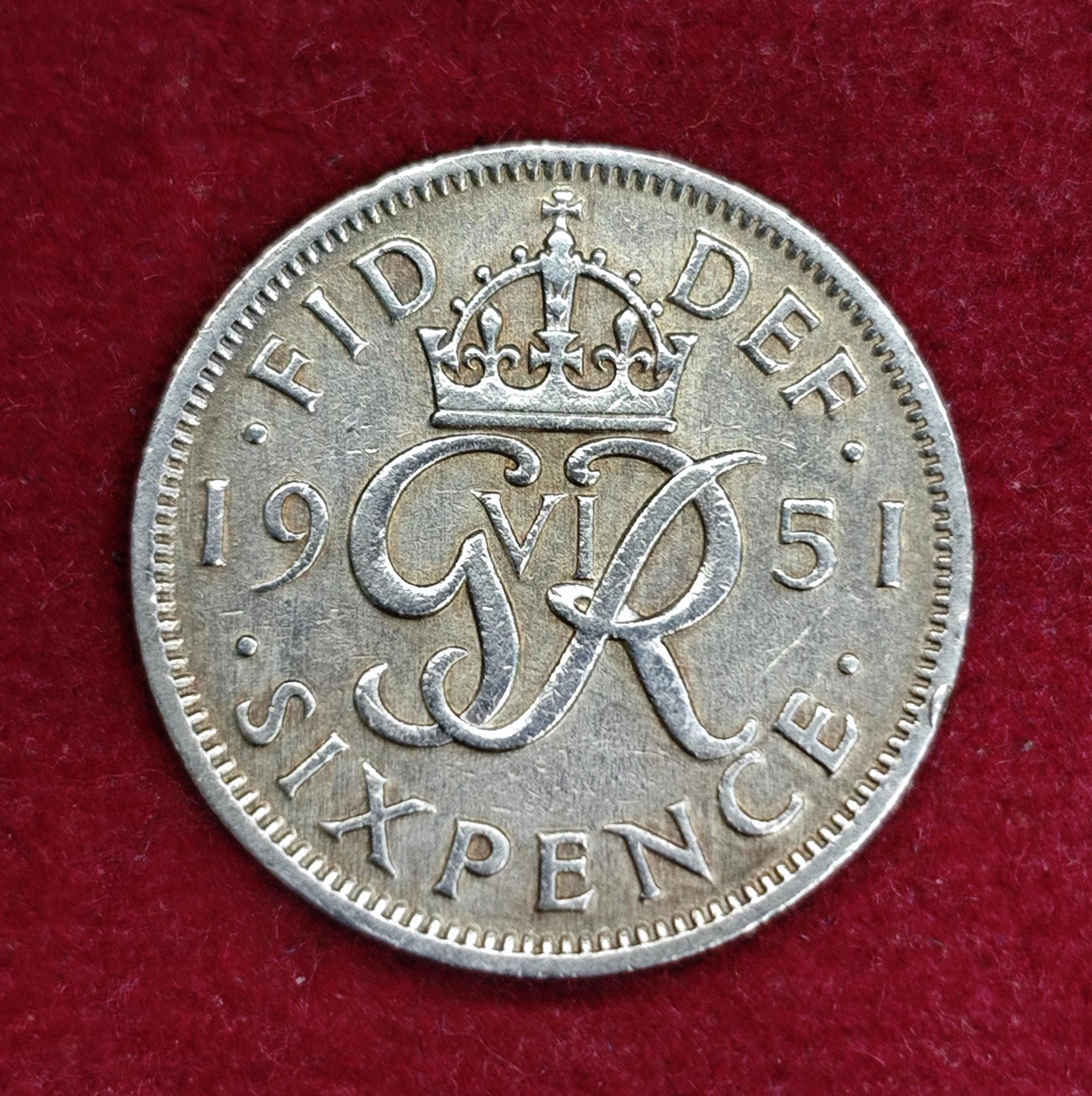 United Kingdom (UK) 6 Pence George VI 1951 Coin