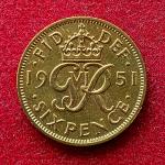 United Kingdom (UK) 6 Pence George VI 1951 Coin