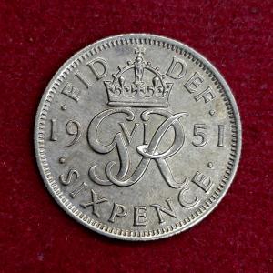 United Kingdom (UK) 6 Pence George VI 1951 Coin