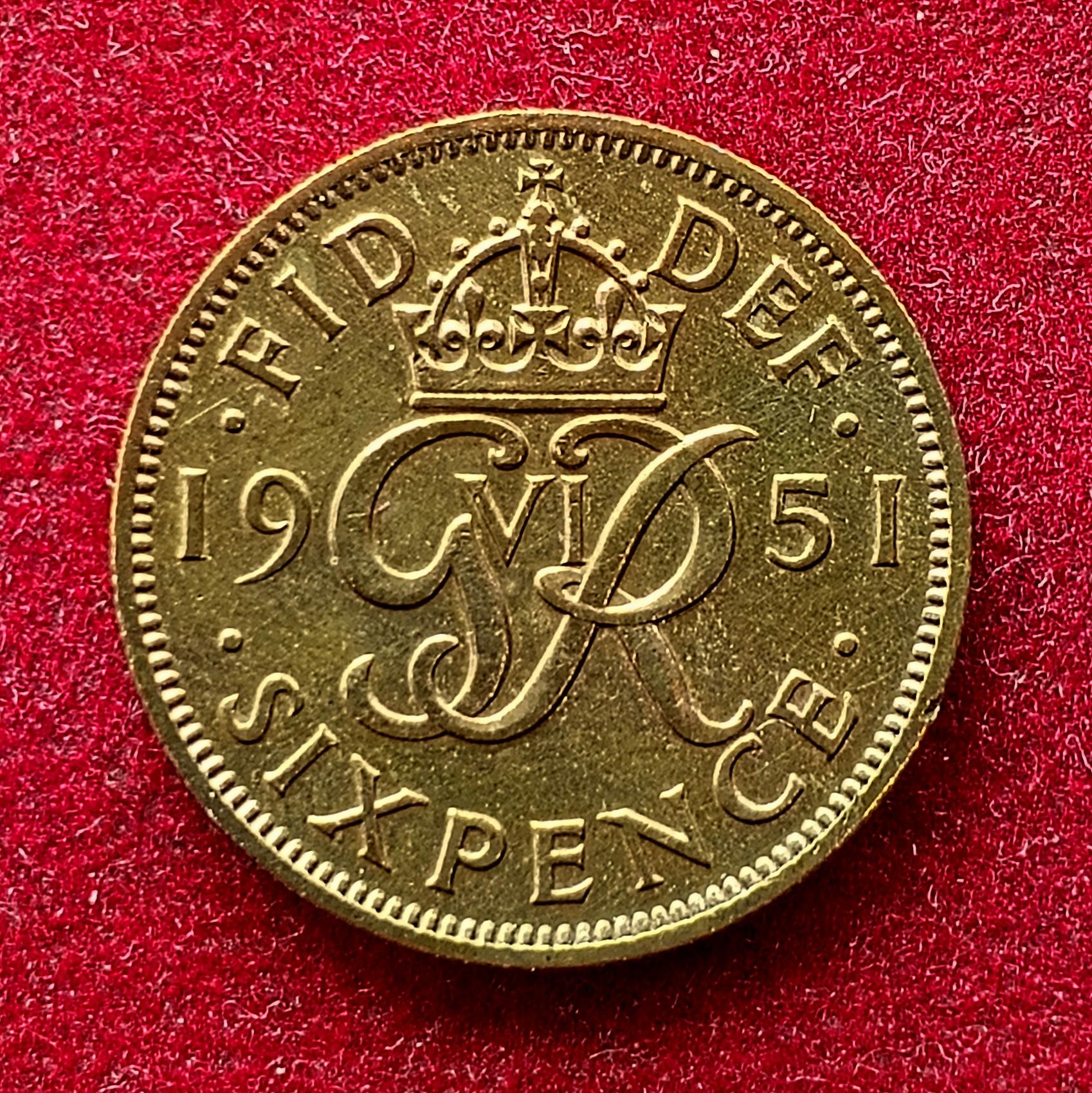 United Kingdom (UK) 6 Pence George VI 1951 Coin