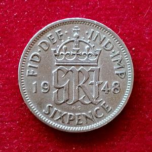 United Kingdom (UK) 6 Pence - George VI 2nd coinage 1948 Coin