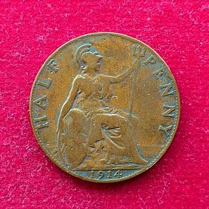 United Kingdom (UK) Half Penny George V 1914 Coin
