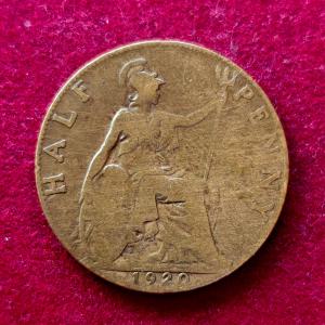 United Kingdom (UK) Half Penny George V 1920 Coin