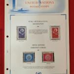 United Nations 1957 Commemorative Stamp Set – World Meteorological Organization & United Nations Emergency Force Issues (Mounted Album Page) With 4v Stamps