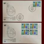 FDC :- United Nations 1981 “10th Anniversary of the United Nations Volunteers Programme” First Day Covers – Geneva Issue – Featuring 0.70 Fr Stamps and Block of Four