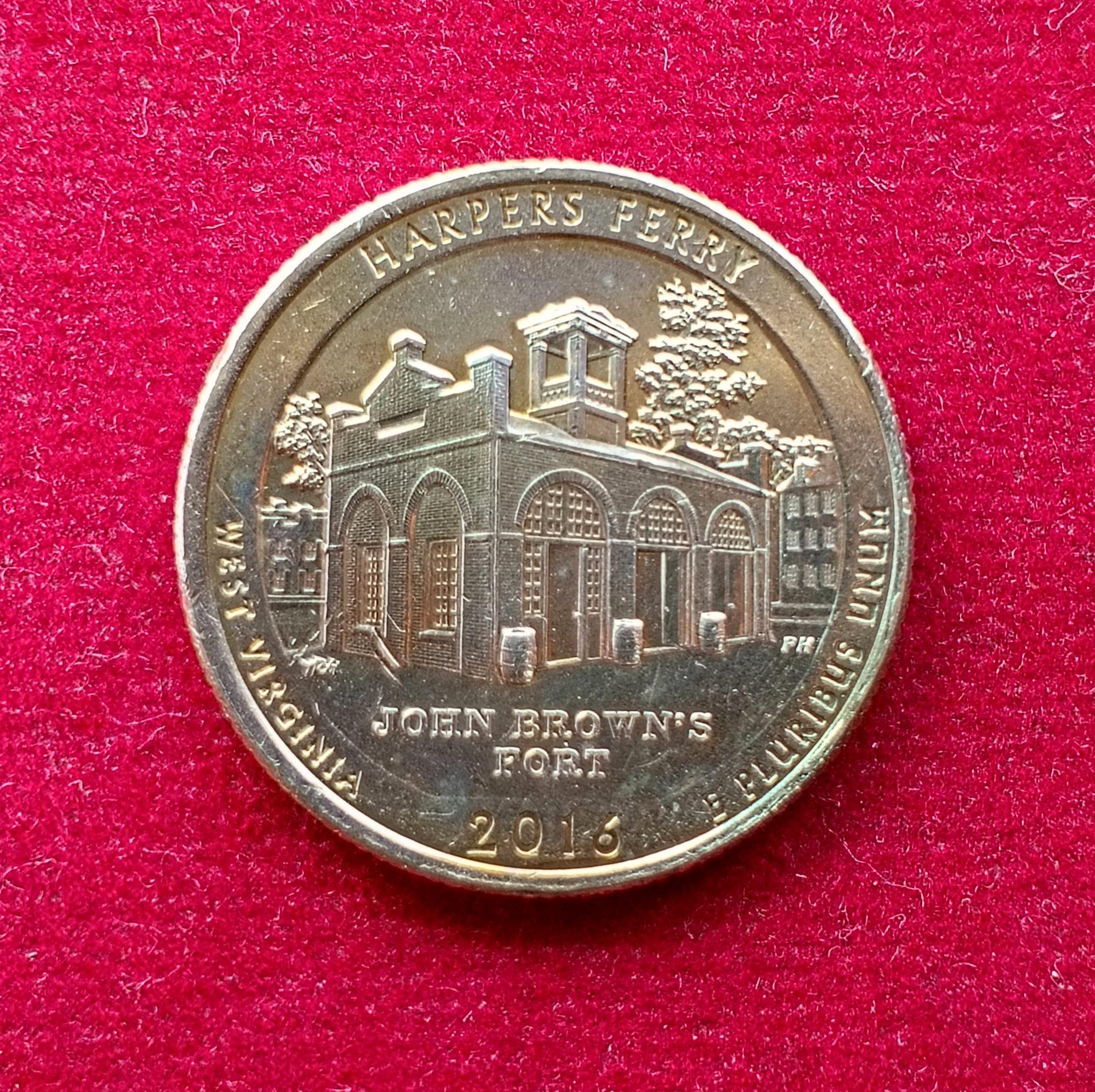 United States 1/4 Dollar "Washington Quarter" Harpers Ferry National Historical Park, West Virginia 2016 Coin P (Mint of Philadelphia)