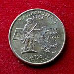 United States 1/4 Dollar "Washington Quarter" Massachusetts Commemorative 2000 Coin