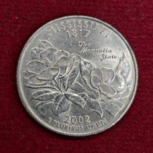 United States 1/4 Dollar "Washington Quarter" Mississippi 2002 Coin (P - Mint of Philadelphia)