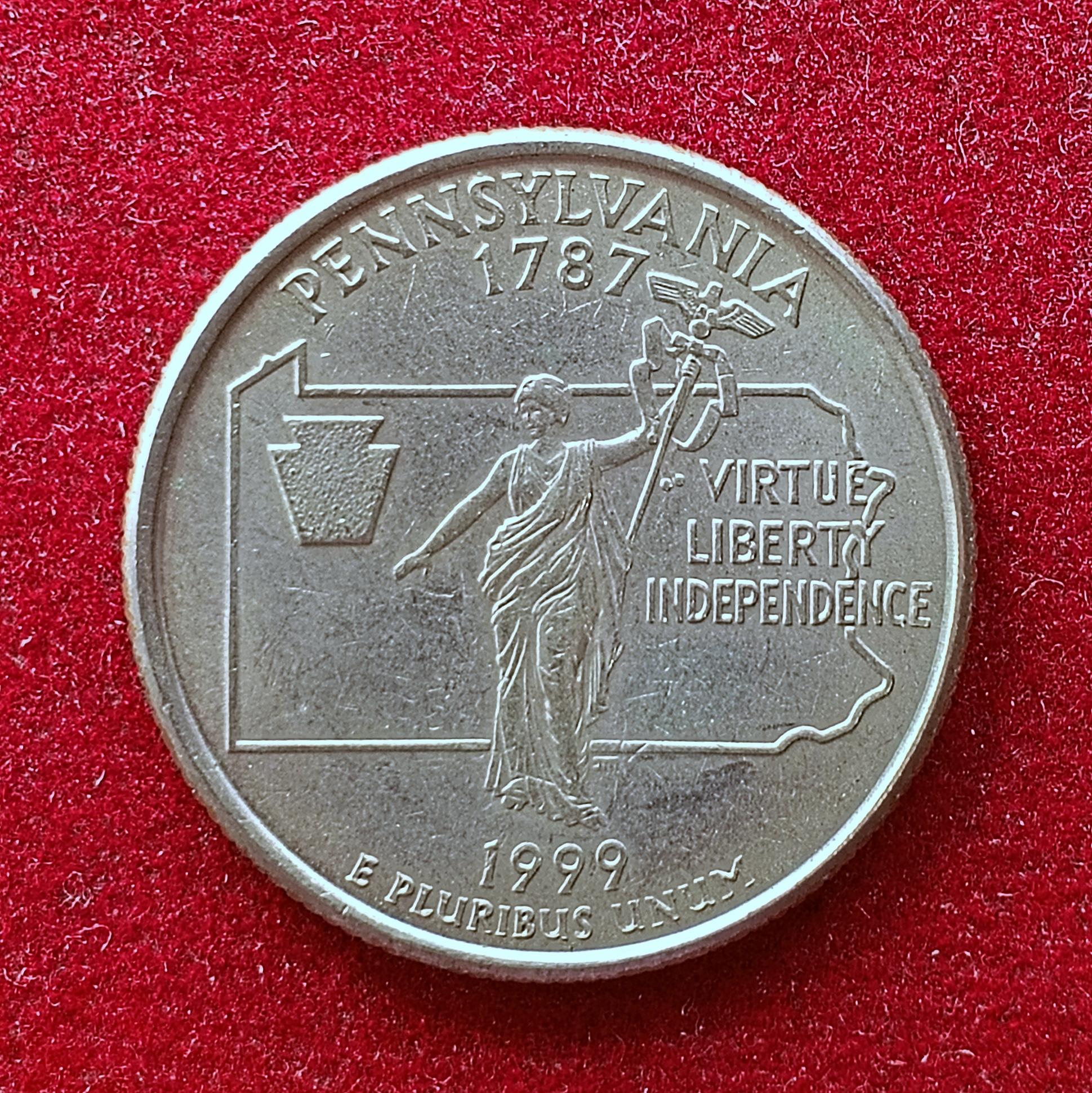 United States 1/4 Dollar "Washington Quarter"  Pennsylvania Commemorative Coin (P - Mint of Philadelphia)