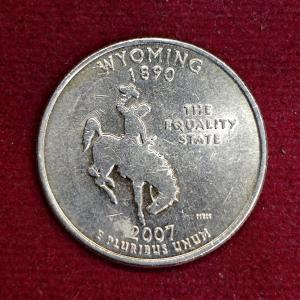 United States 1/4 Dollar "Washington Quarter" Wyoming 2007 Coin