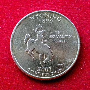 United States 1/4 Dollar "Washington Quarter" Wyoming 2007 Coin