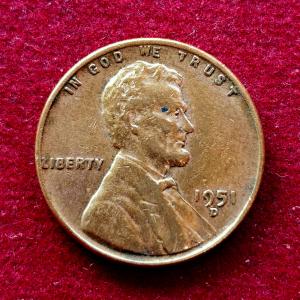 United States (USA) 1 Cent Lincoln Wheat Ears Reverse 1951 Coin (D - Mint of Denver)