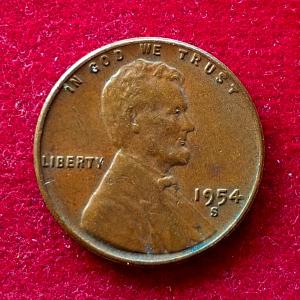 United States (USA) 1 Cent Lincoln Wheat Ears Reverse 1954 Coin