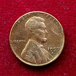 United States (USA) 1 Cent Lincoln Wheat Ears Reverse 1957 Coin (D - Mint of Denver)