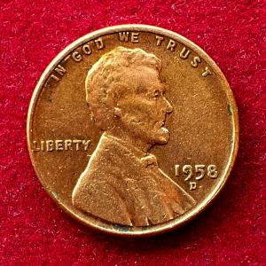 United States (USA) 1 Cent Lincoln Wheat Ears Reverse 1958 Coin (D - Mint of Denver)