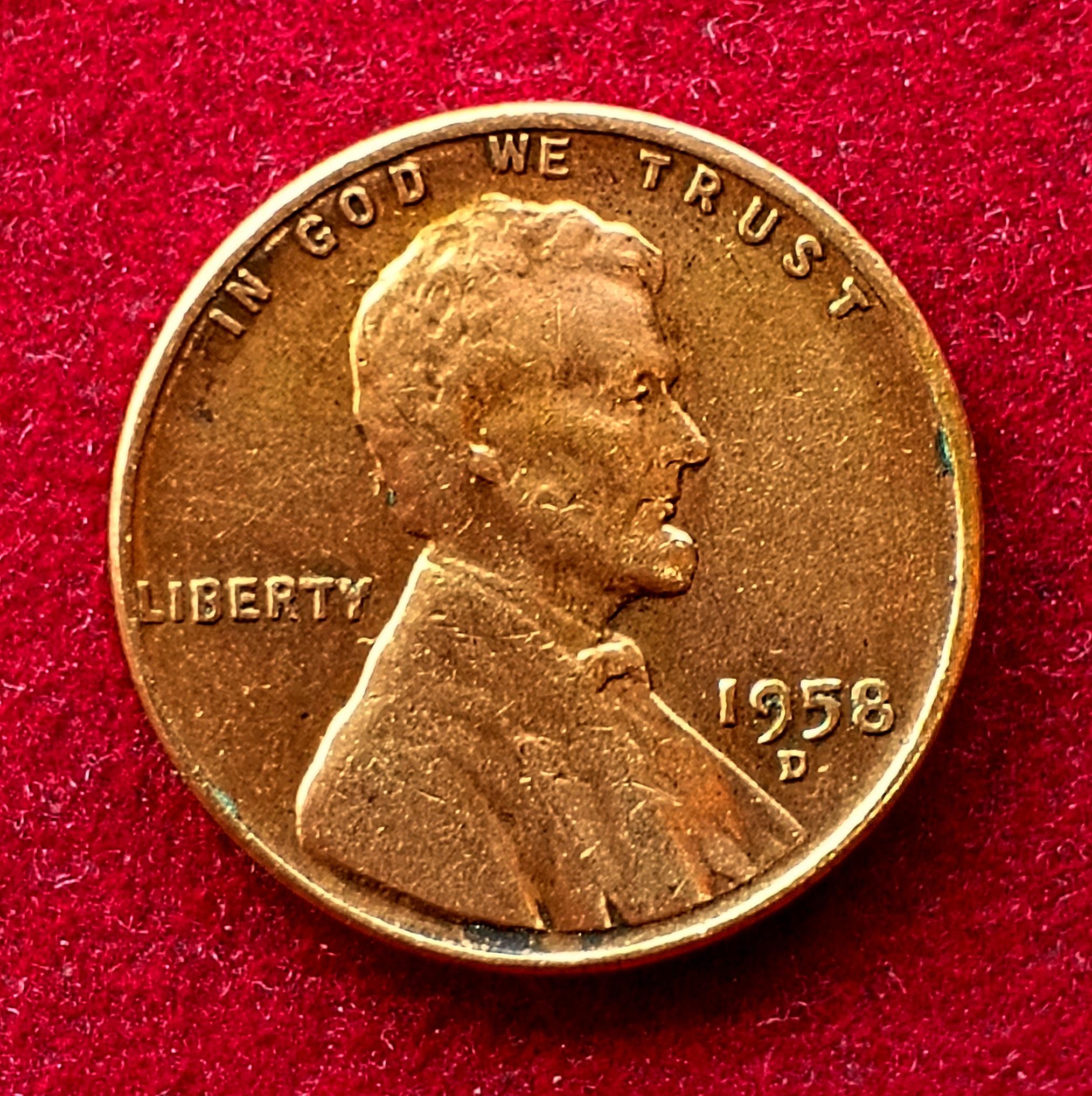 United States (USA) 1 Cent Lincoln Wheat Ears Reverse 1958 Coin (D - Mint of Denver)