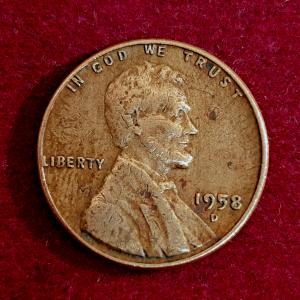 United States (USA) 1 Cent Lincoln Wheat Ears Reverse 1958 Coin (D - Mint of Denver)