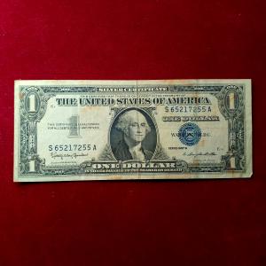 United States (USA) 1 Dollar Silver Certificate Sign By Clarence Douglas Dillon (Blue Seal) 1957 Banknote