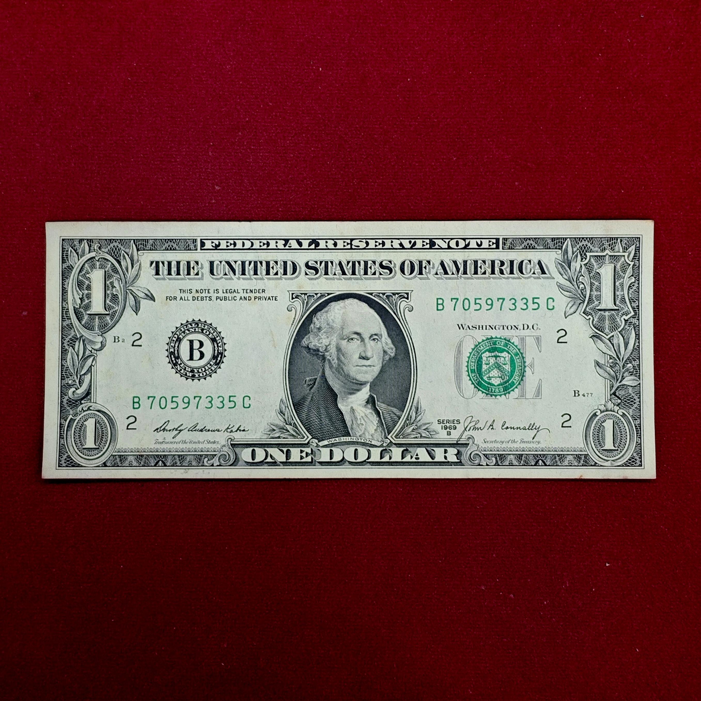 United States ( USA ) 1 Dollar Federal Reserve Minneapolis Green Seal 1969 Banknote