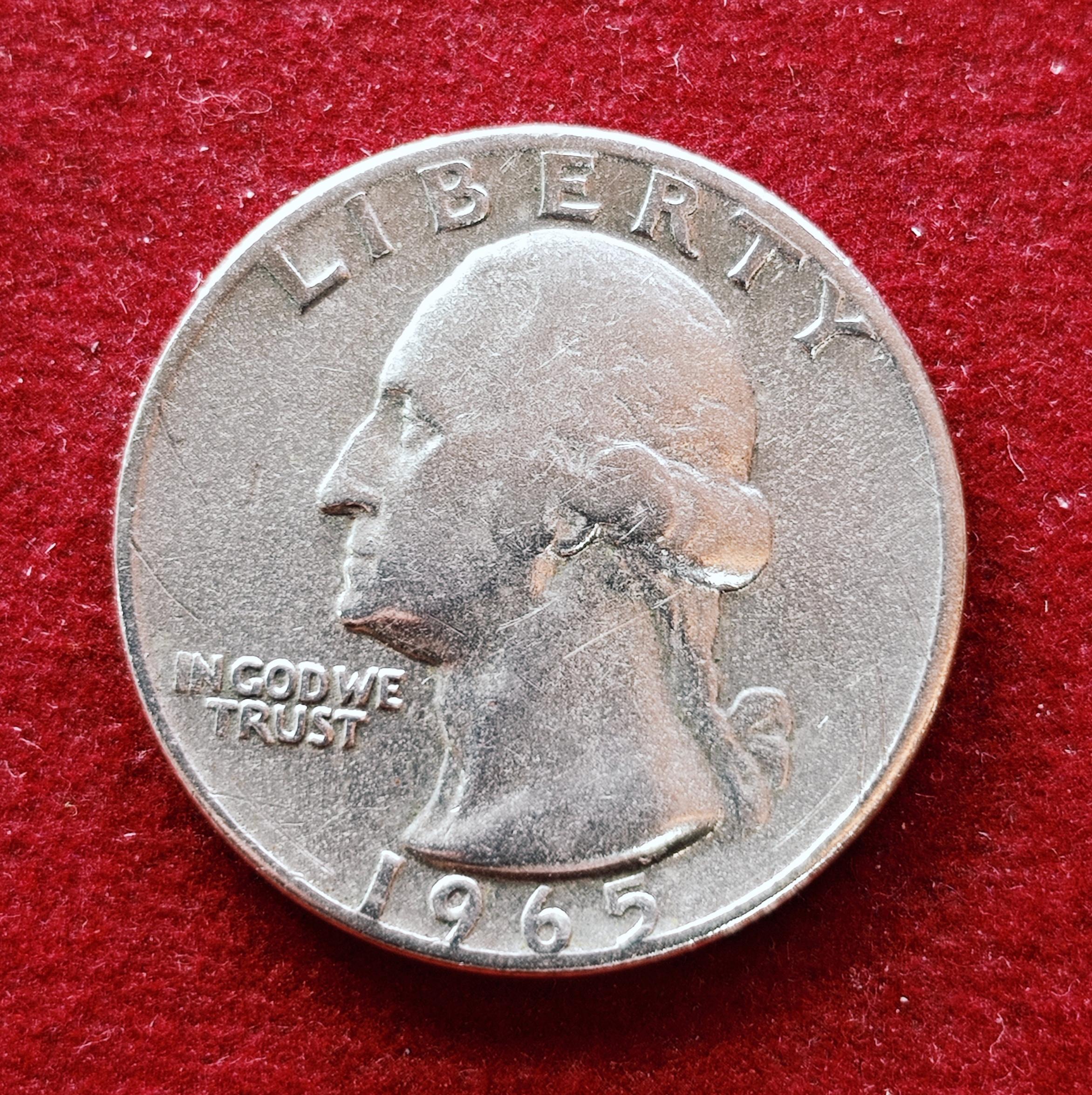 United States (USA) 1/4 Dollar Washington Quarter 1965 Coin