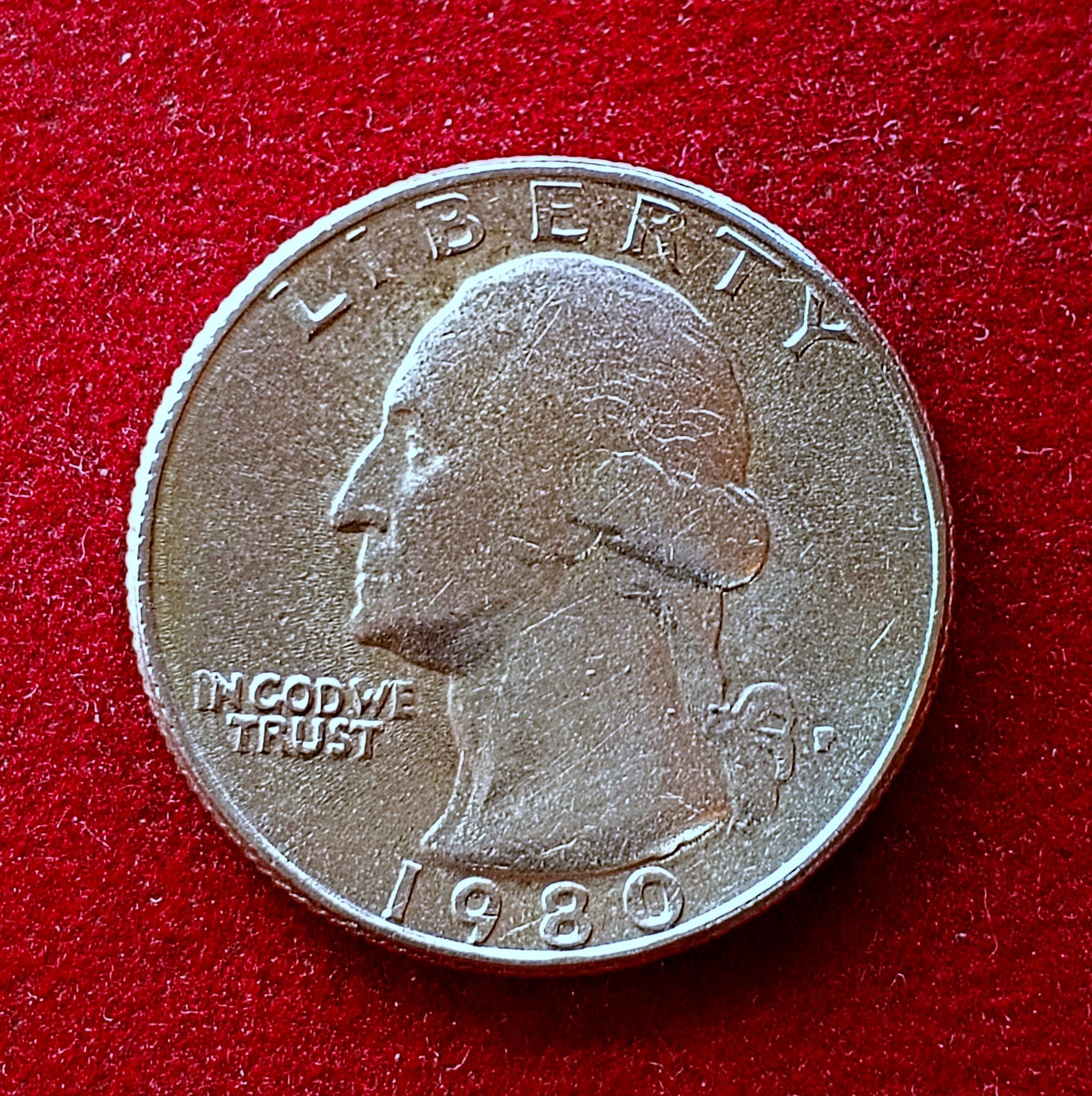 United States (USA) 1/4 Dollar Washington Quarter 1980 Coin