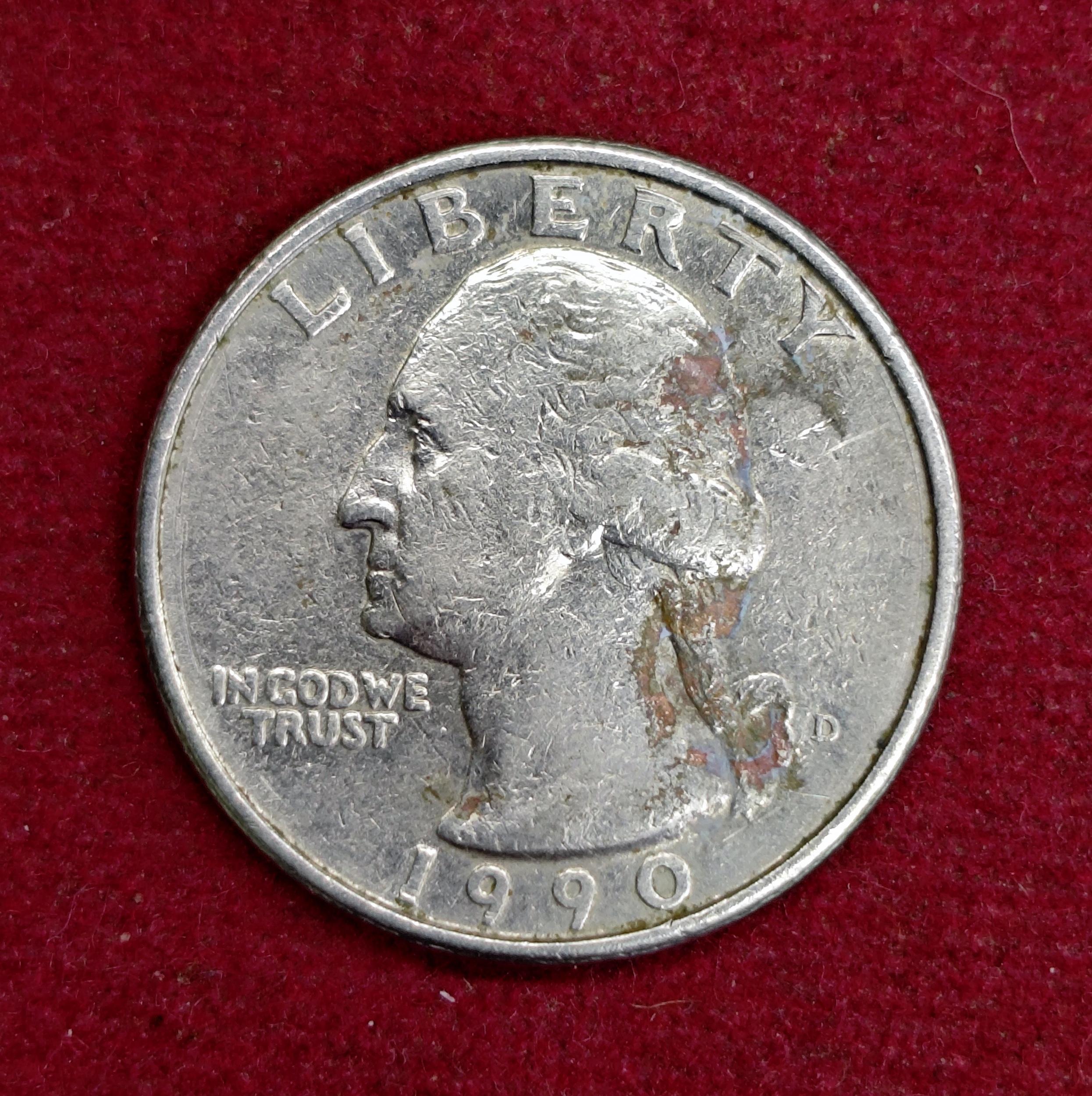 United States (USA) 1/4 Dollar Washington Quarter 1990 Coin