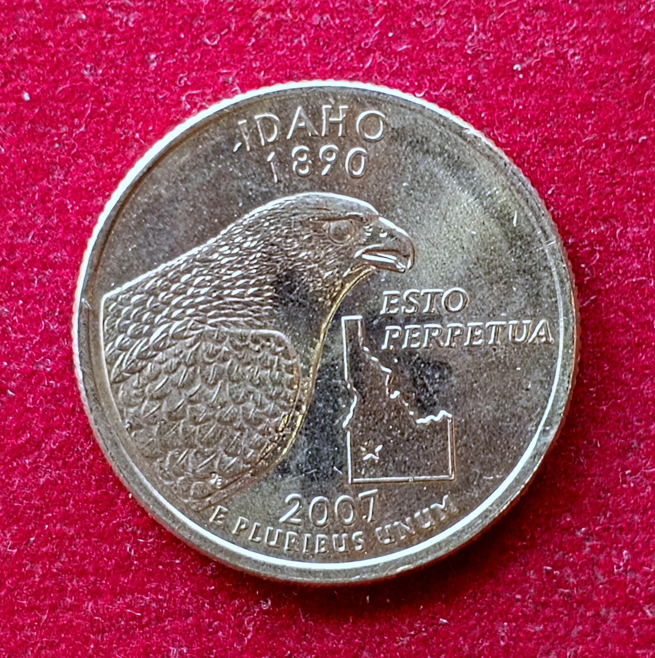 United States (USA) 1/4 Dollar ''Washington Quarter'' Idaho 2007 Coin (P - Mint of Philadelphia)
